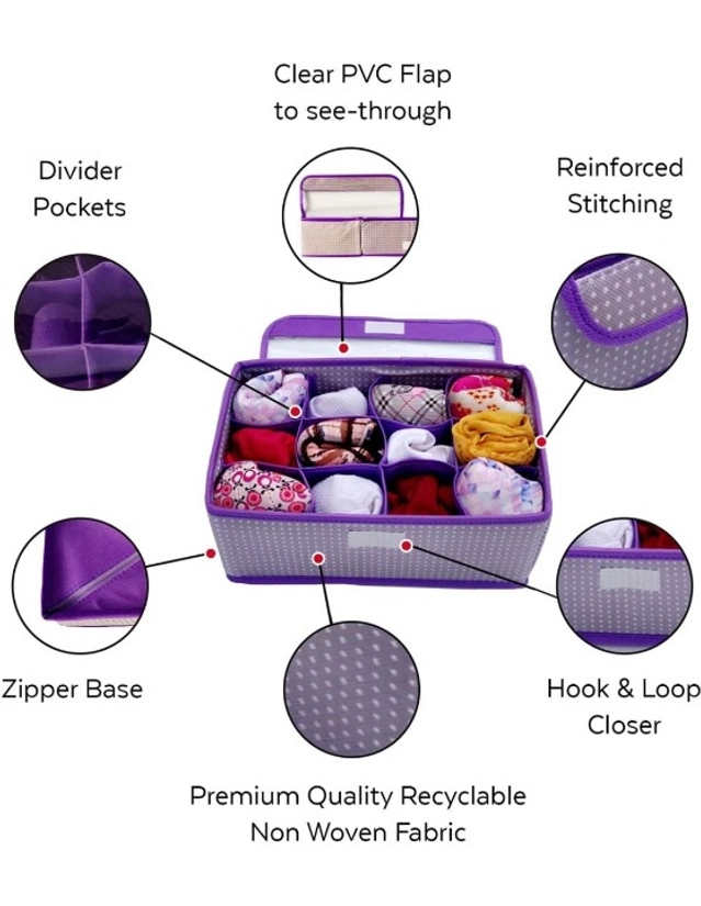 Non-woven Foldable Cloth Cover cum Organizer (Purple)