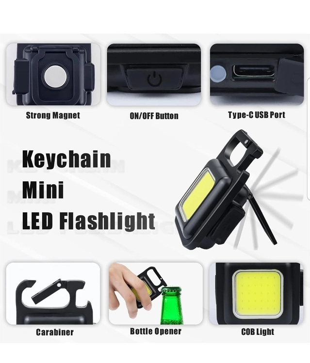 IMMUTABLE Flashlight 800 Lumens COB Rechargeable Mini Flashlight 4 Light Modes Portable Pocket Light (Pack of 1)