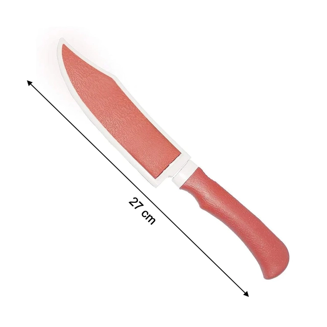 Premium Stainless Steel Knife for Kitchen with Cover (Red, Pack of 2)