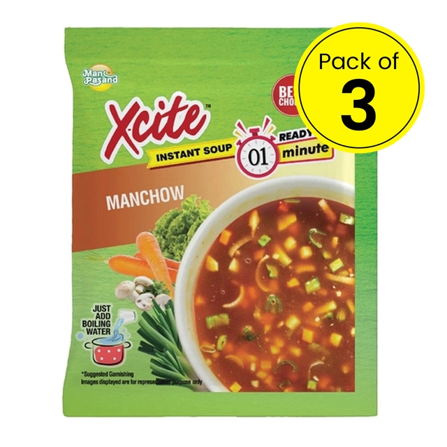 X-Cite इंस्टेंट मंचाऊ वेज सूप (पाउच) 3X15 g (पैक ऑफ 3)