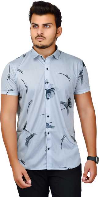 Combraided Short Sleeve Casual Mens Shirt (Light Blue, XL) (C7)