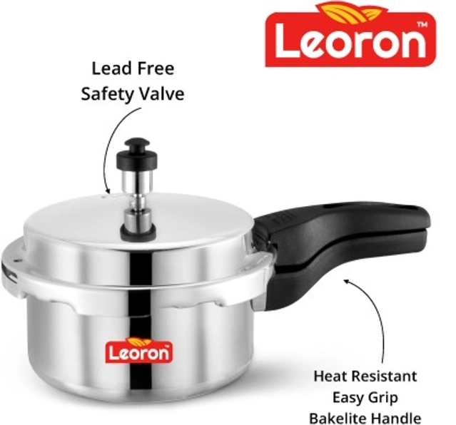 LEORON Aluminium OuterLid Pressure Cooker Gas Stovetop Compatible (2 Ltr, Pack of 1)