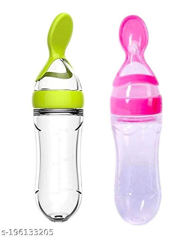 Silicone Food Feeder Bottle for Baby (Multicolor, 90 ml) (Pack of 2)