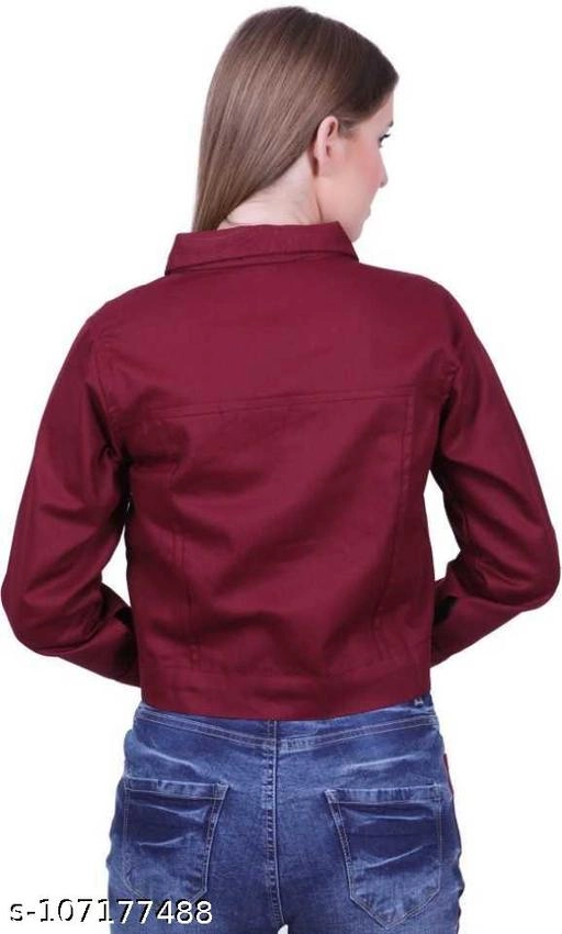 Denim Jacket for Women (Maroon, S)