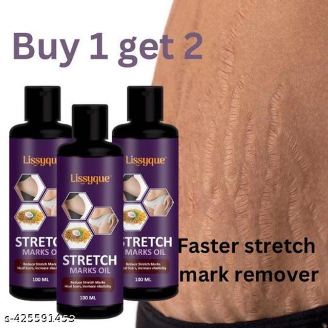  Lissyque Stretch Mark Oil To remove stretch marks on the belly, Legs, and Natural Heal Pregnancy Breast- 100ml (Buy One Get Two free)