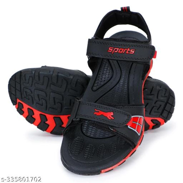 Sandals for Men (Black & Red, 7)