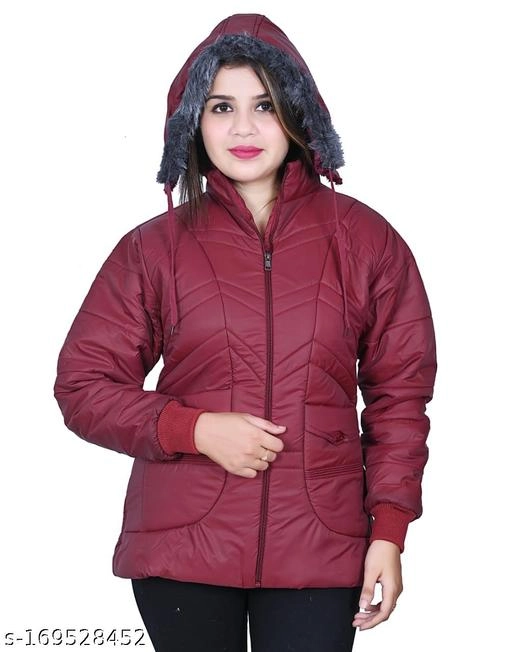 Nylon Jacket for Women (Maroon, L)