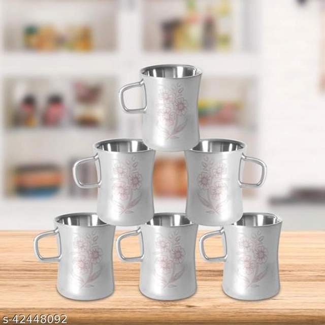 Stainless Steel Tea Cup (Multicolor, 100 ml) (Pack of 6)