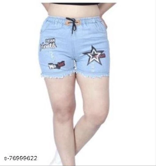 Denim Shorts for Women (Blue, 26)