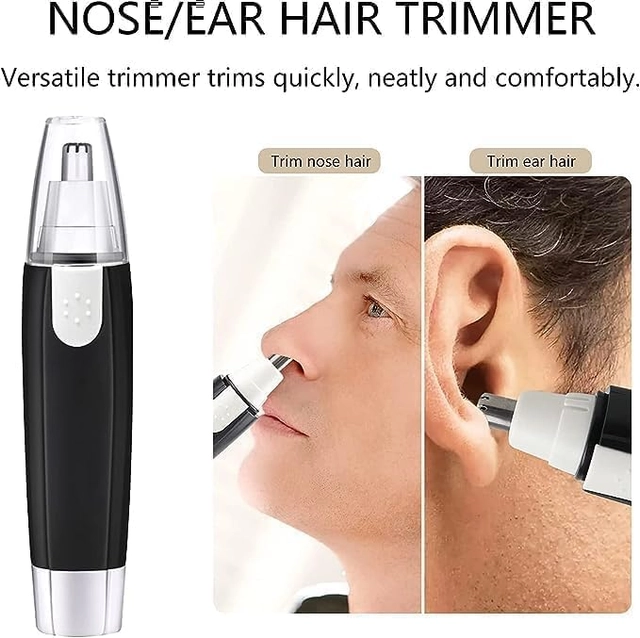 3-in-1 Rechargeable Nose & Ear Hair Trimmer (Black & Silver)