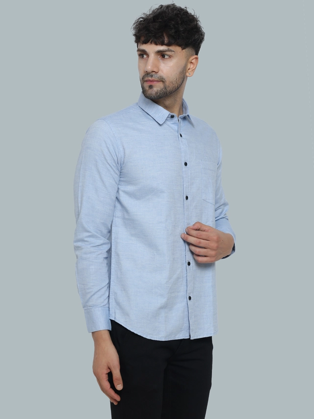 Full Sleeves Solid Shirt for Men (Sky Blue, M)