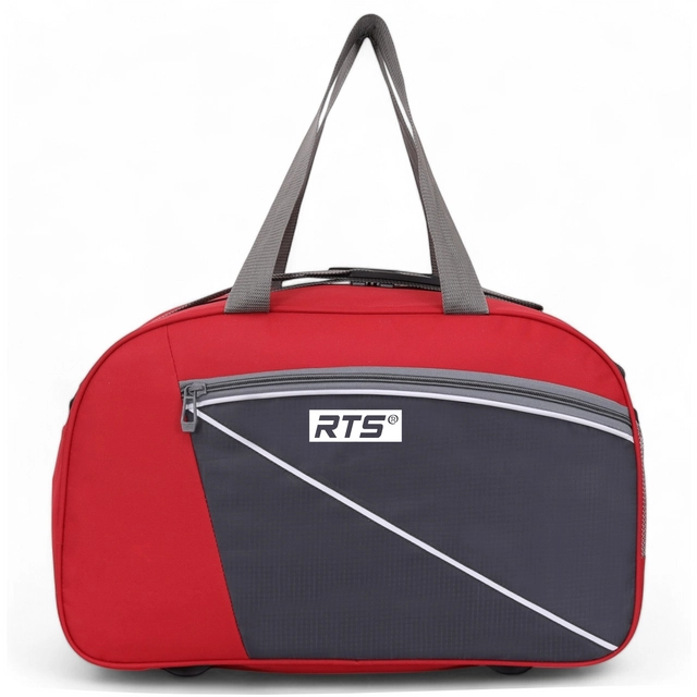 Polyester Durable Adjustable Strap Travel Duffel Bag (Red & Grey, 20x12x9.5 inches) (40 L)