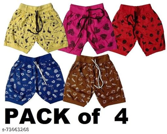 Cotton Shorts for Girls (Multicolor, 2-3 Years) (Pack of 4)