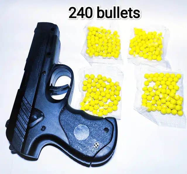 Plastic Gun Toys with 240 Pcs Bullets for Kids (Black & Yellow)