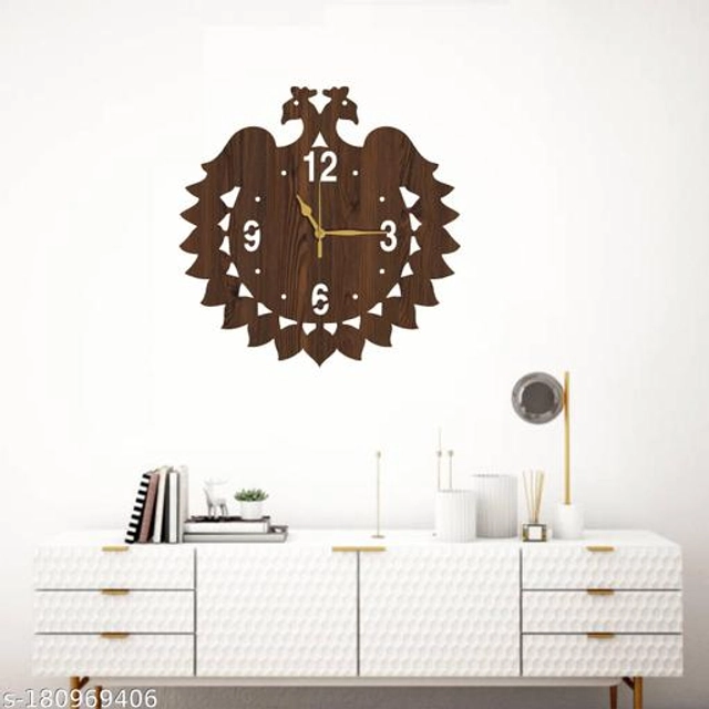 Wooden Wall Clock for Home (Brown)