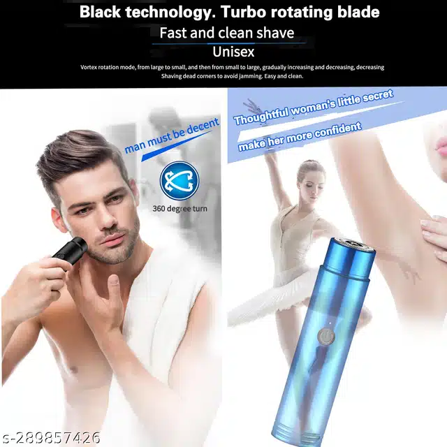 Mini Portable Electric Shaver for Men & Women (Blue)