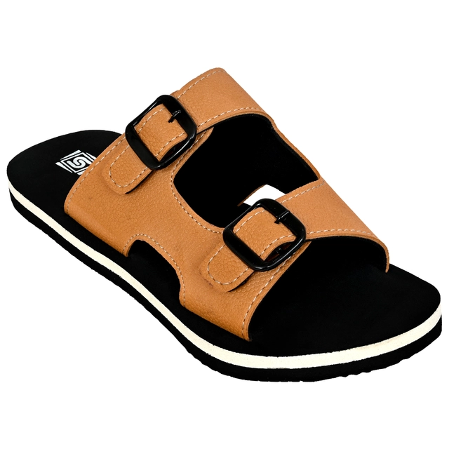 Flip Flops for Men (Orange & Black, 6)