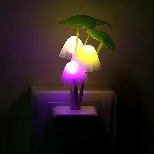 Mushroom Shape Automatic Off/On LED Magic Night Lights (Multicolor)