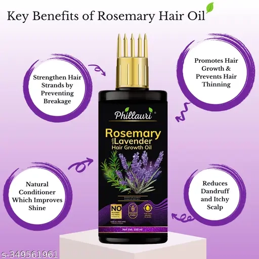 Phillauri Rosemary Hair Growth Oil with Rosemary & Methi Dana for Promoting Hair Growth Hair Oil with lavender hair growth oil (100 ml, pack of 3)