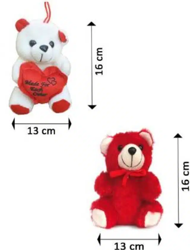 Plastic Rickshaw with 2 Pcs Teddy Bear Valentine Gift (White & Red, Set of 1)