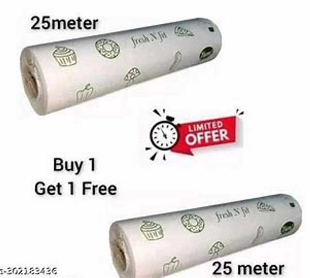 Food Wrapping Butter Paper Roll (White, 25 m) (Pack of 2)