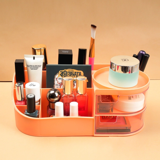 Plastic Cosmetic Organizer Box (Multicolor)