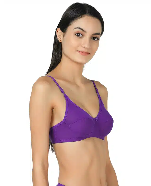 Non Padded and Non-Wired Bra for Women (Purple, 32)