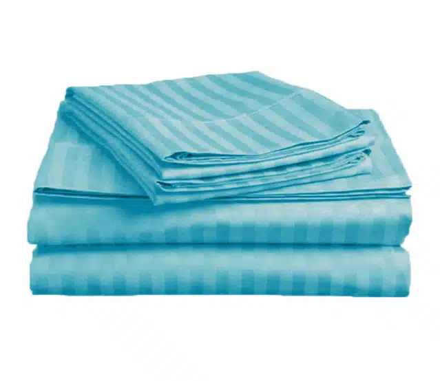 Cotton Striped Diwan Covers Set (Aqua Blue, Pack of 8)