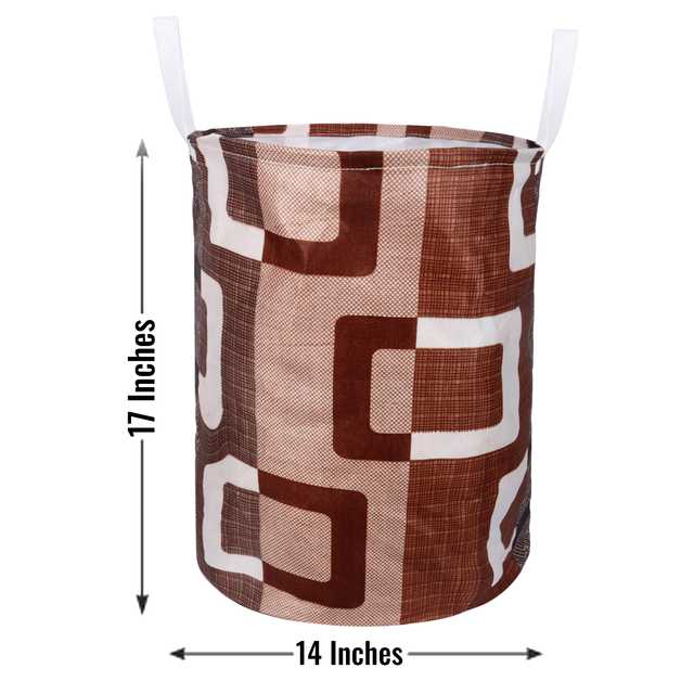 E Retailer Polyester Foldable Laundry Bag 45L (Brown, 17x14 Inches) (E-399)