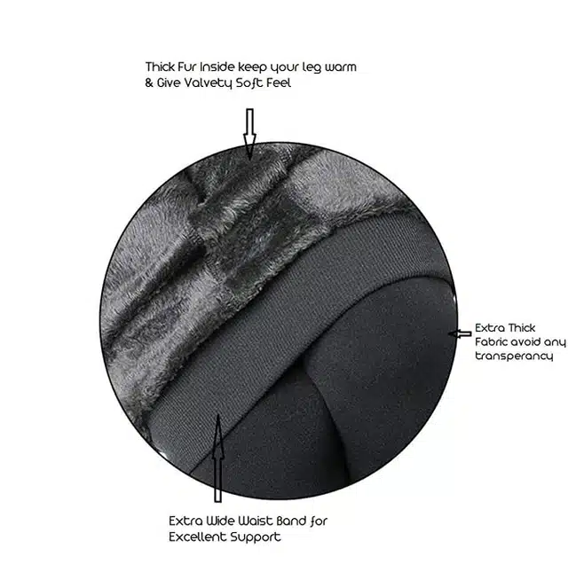 Fleece Winter Thermal Legging for Women (Black, Free Size)