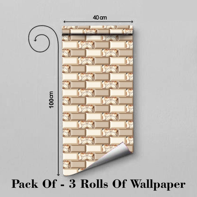 Vinyl Wallpaper for Kitchen Wall (Multicolor, 100x40 cm) (Pack of 3)