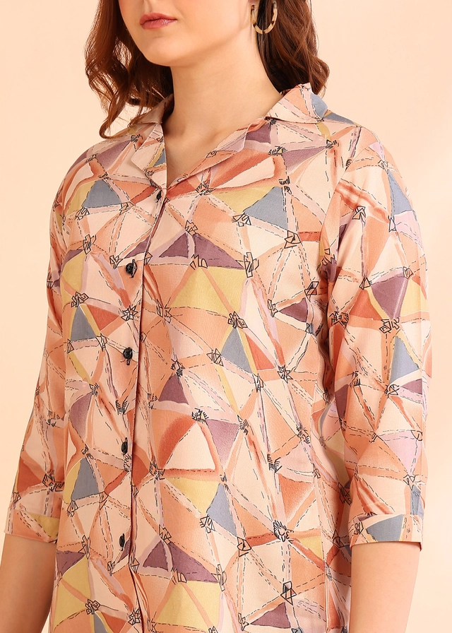 Three Quarter Sleeves Printed Shirt for Women