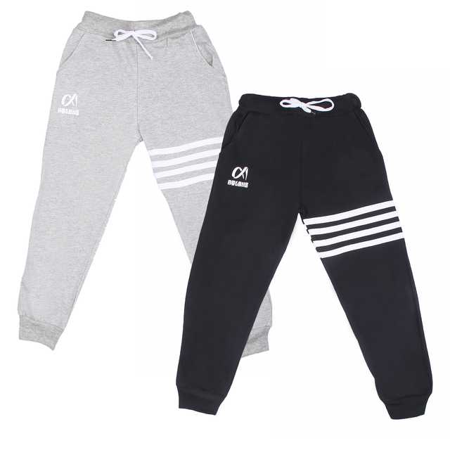 Casual Trackpant for Boys (Pack Of 2) (Grey & Black, 11-12 Years) (A-4)