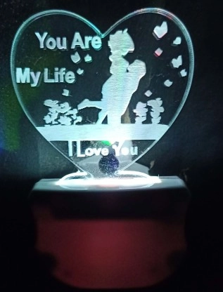 3D STYLISH NIGHTLAMP HEART shaped couple Night Lamp with 7 Color Changing Light for Gift, for Bedroom (Pack of 1)