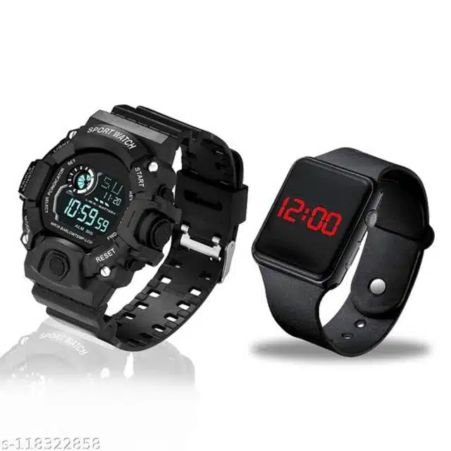 Sports with Digital Watch for Mens & Boys (Multicolor, Set of 2)