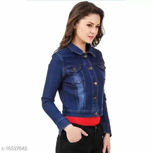 Full Sleeves Jacket for Women (Navy Blue, S)