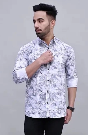 Full Sleeves Printed Shirt for Men (Multicolor, M)