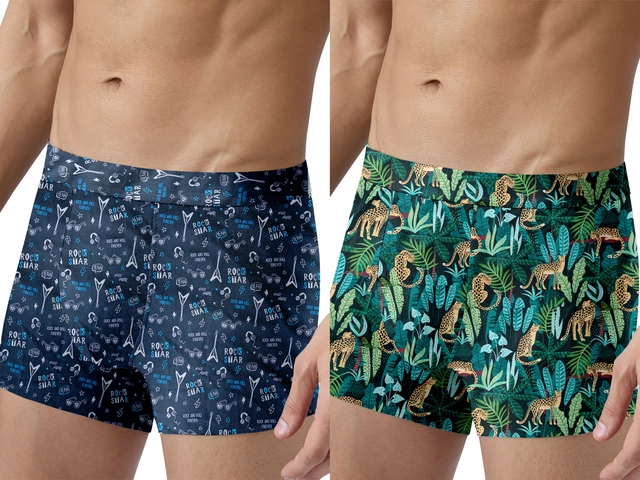 Nylon Printed Trunks for Men (Multicolor, S) (Pack of 2)