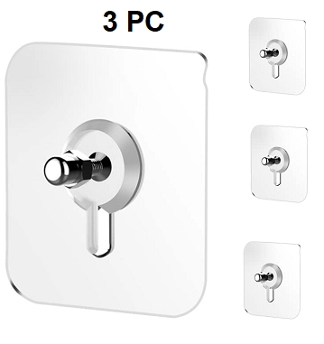 Plastic Wall Hooks (Silver, Pack of 3)