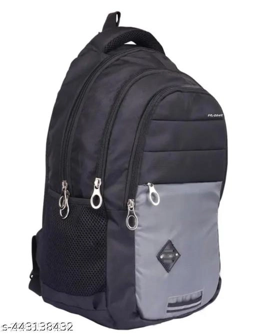 Polyester Backpack for Men & Women (Black & Grey, 35 L)