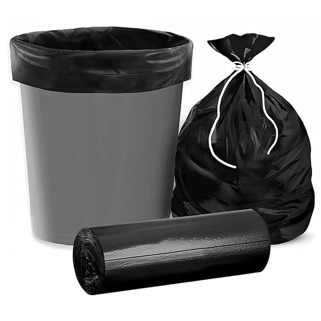 Disposable Garbage Bags (Black, 19x21 inches) (30 Pcs in 1 Roll, Pack of 4 Rolls)