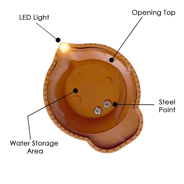 LED Diya Candles (Brown, Pack of 6)