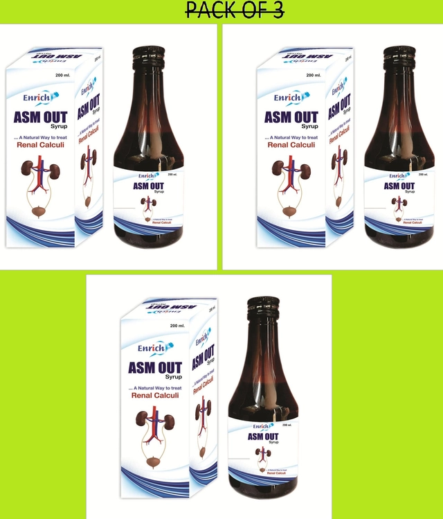 Enrrich Plus ASM OUT Ayurvedic Syrup for Treat Renal Calculi (200 ml, Pack of 3)