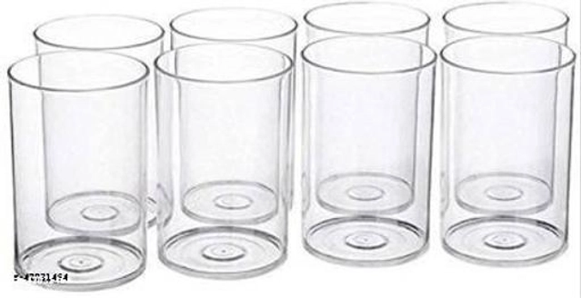 Plastic Water Glasses (Transparent, 300 ml) (Pack of 8)