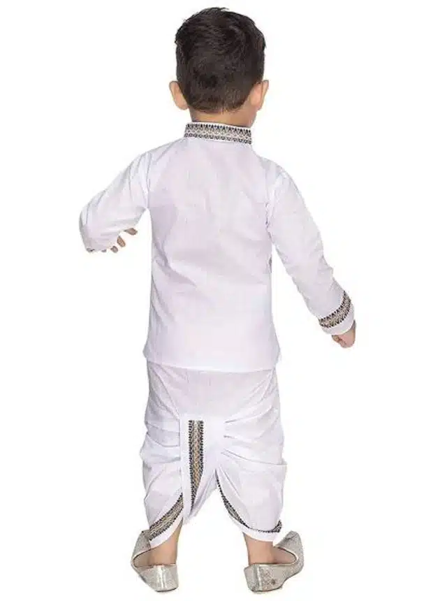 Dhoti and Kurta Set for Kids (White, 0-1 Years)