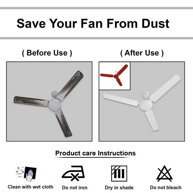 E-Retailer PVC Waterproof 3 Blade Ceiling Fan Cover With Adjustable Elastic Closer (1 Pc) (Red, 19.5x6 Inch) (ER-152)