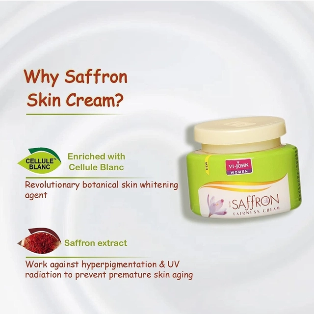 VI-JOHN Advanced with Organic Saffron Fairness Cream (50 g, Pack of 2)