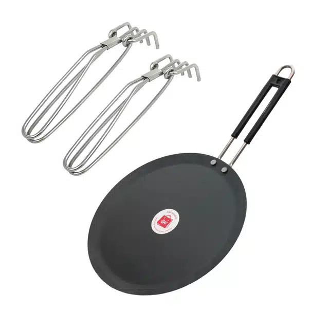 Non Stick Tawa with 2 Pcs Stainless Steel Tongs (Multicolor, Set of 3)