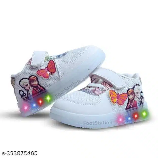 Lighting Sneakers for Girls (White, 21-24 Months)