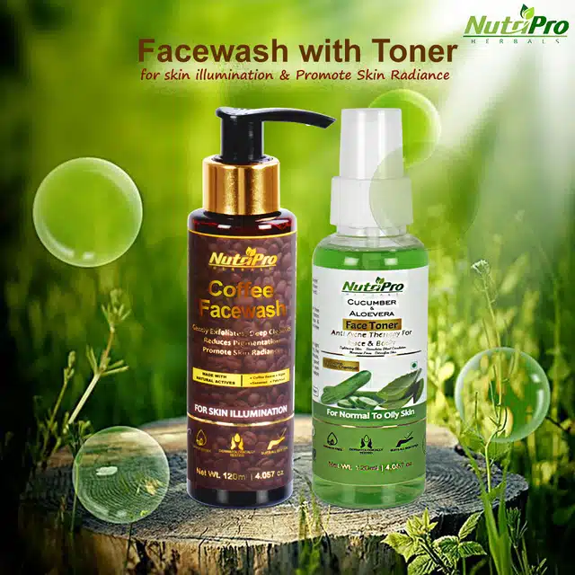 Coffee Face Wash & Cucumber Aloevera Face Toner (Set of 2)